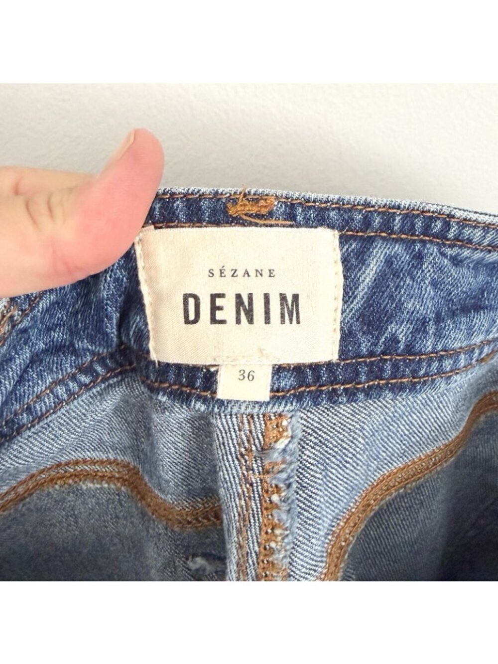 Sezane Le Crop Wide Leg Denim Blue Jeans High Rise Women’s Size 36 / US 4 - Picture 7 of 8
